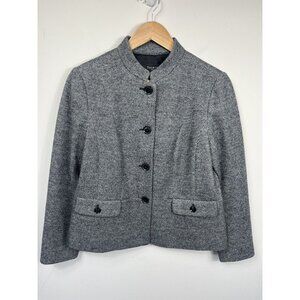 Talbots Womens Blazer Black 10 Petite Jacket Collarless Button Pockets  10P